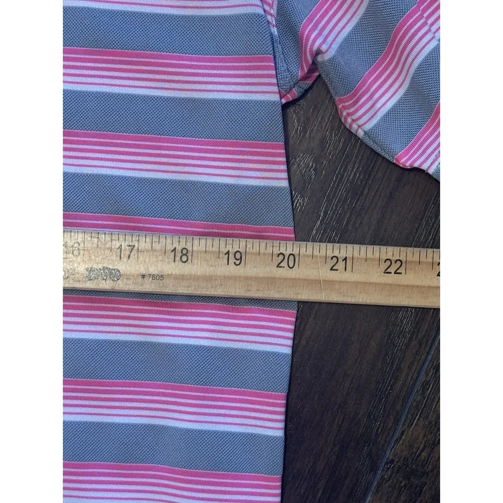 Nike Dri Fit Shirt Golf Polo Men‎ Medium Pink Gray White Stripe Tour Performance